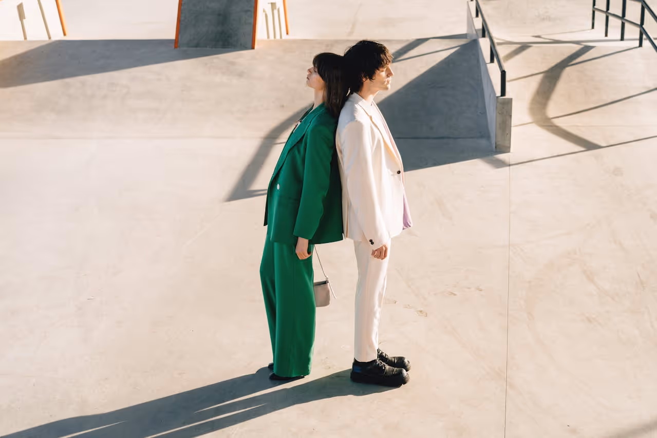 Image of two models in a skatepark.
